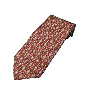 Vintage Paolo Gucci 100% Silk Neck Tie Mens Red Chain Link Hand Made in Italy 80
